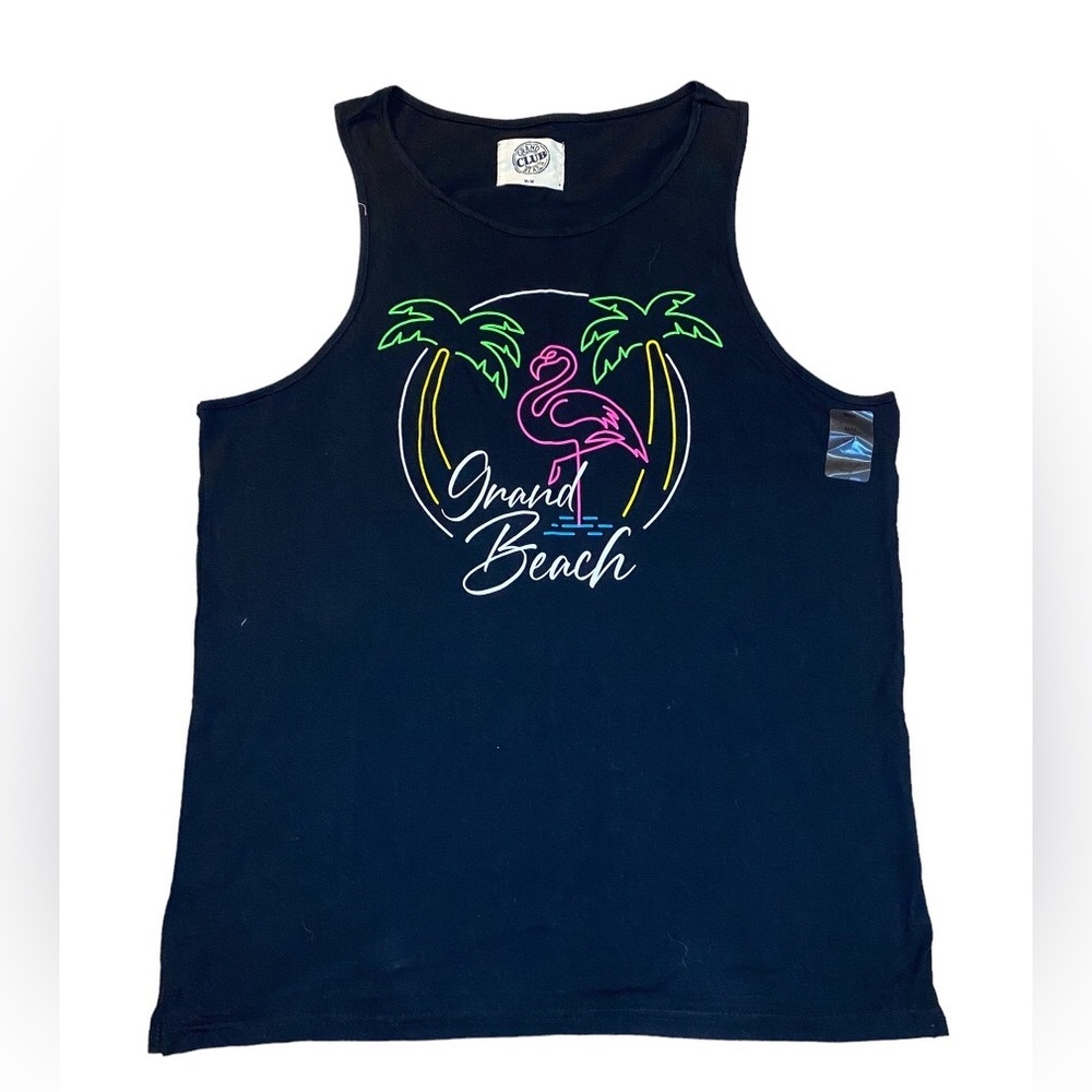 Grand Beach Flamingo Black Tank